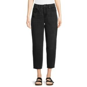 TIME AND TRU High Rise Barrel Leg Jeans Size 14 Black Cropped Ankle Denim NWT